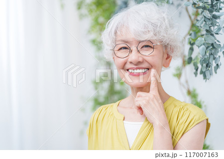 歯が綺麗なシニア女性 歯が綺麗なシニア女性 117007163