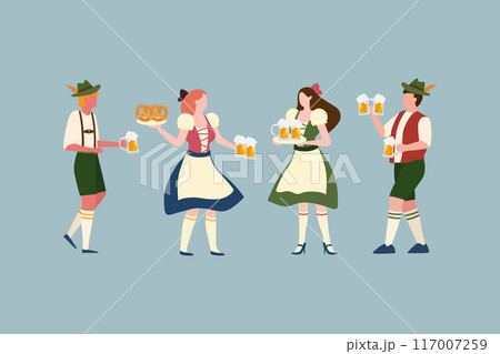Group of people drink beer oktoberfest party celebration 117007259