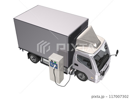 EVトラック　EV車　バッテリー充電式　充電スタンド(3DCGイメージ) 117007302