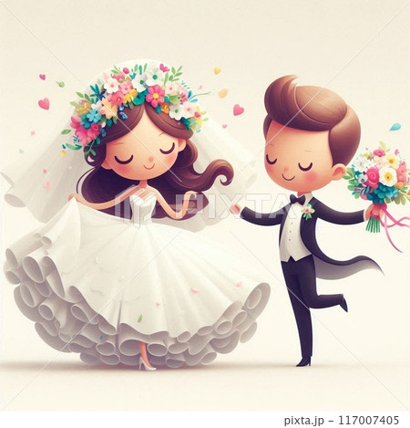 ウェディングドレスを着た少女たち 117007405