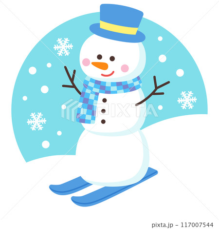 スキーをする雪だるま 117007544