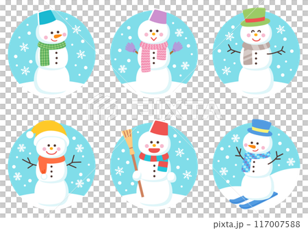 かわいい雪だるまのセット 117007588