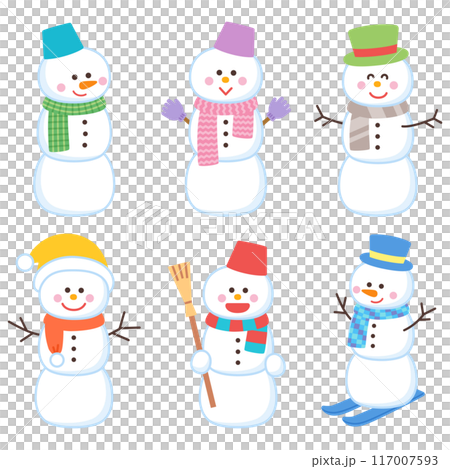 Set of cute snowmen 117007593