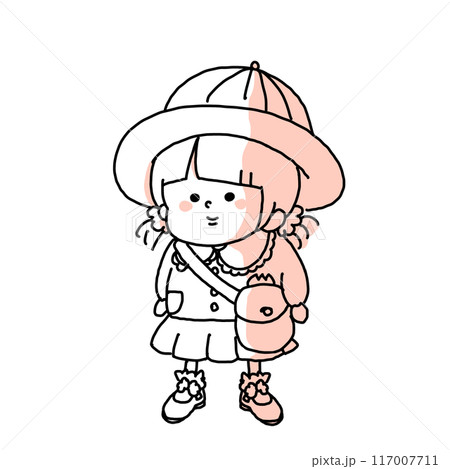 幼稚園や保育園に入園したてのちょっと緊張している初々しい女の子 117007711