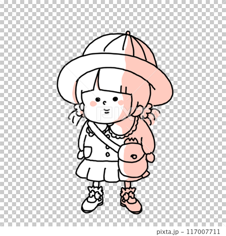 幼稚園や保育園に入園したてのちょっと緊張している初々しい女の子 117007711