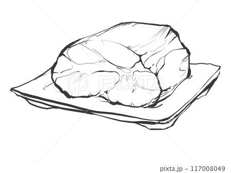 牛肩ロース肉の手書き筆絵風イラスト 117008049