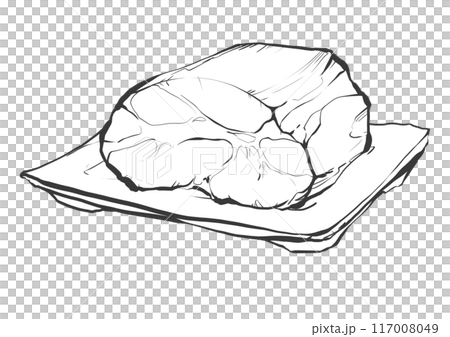 牛肩ロース肉の手書き筆絵風イラスト 117008049
