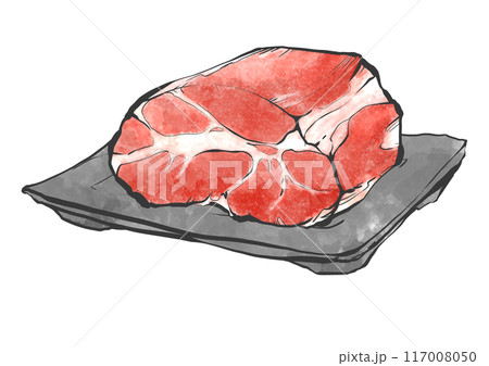 牛肩ロース肉の手書き筆絵風イラストのイラスト素材 [117008050] - PIXTA