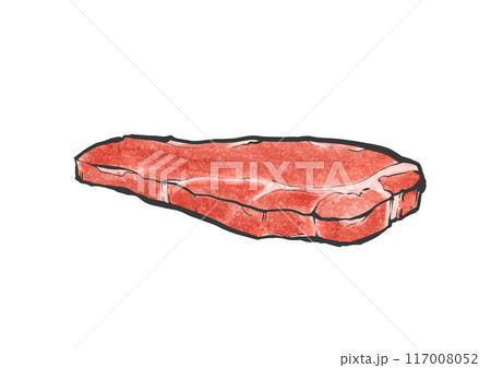 牛肩ロース肉の手書き筆絵風イラスト 牛肩ロース肉の手書き筆絵風イラスト 117008052