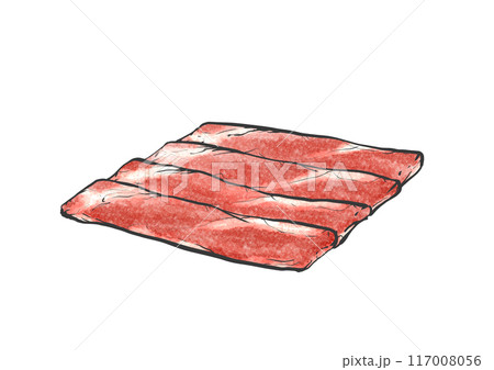 牛肩ロース肉の手書き筆絵風イラスト 117008056