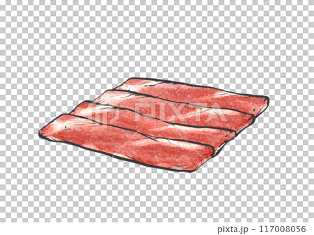 牛肩ロース肉の手書き筆絵風イラスト 117008056