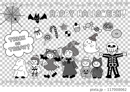 Illustration of kids going to get candy on Halloween Illustration of kids going to get candy on Halloween 117008062