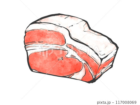 牛リブロースの手書き筆絵風イラスト 117008069