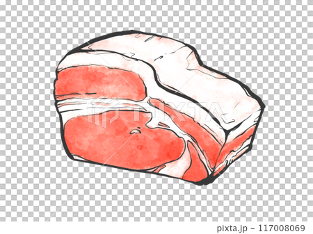 牛リブロースの手書き筆絵風イラスト 117008069