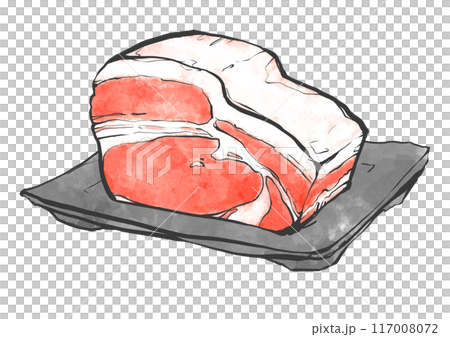 牛リブロースの手書き筆絵風イラスト 117008072