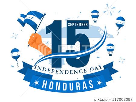 Happy Honduras Independence Day Vector Illustration for September 15 with Waving Flag Background in National Holiday Flat Style Cartoon Design 117008097