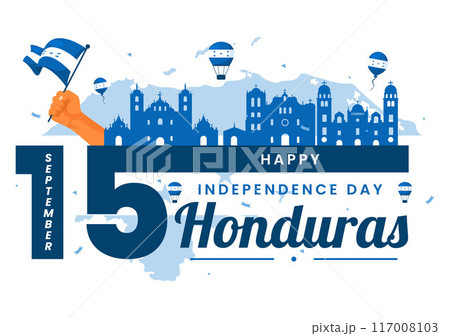 Happy Honduras Independence Day Vector Illustration for September 15 with Waving Flag Background in National Holiday Flat Style Cartoon Design 117008103
