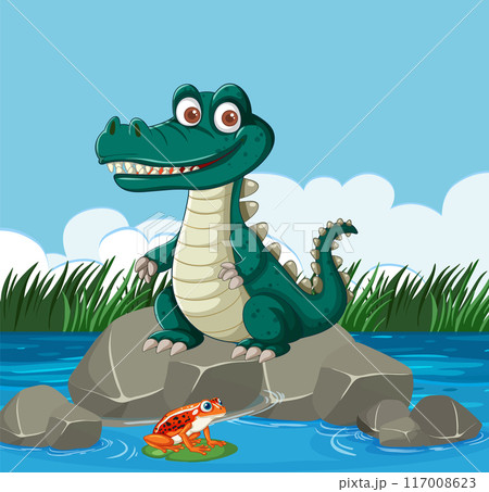 Crocodile and Frog by the River Crocodile and Frog by the River 117008623