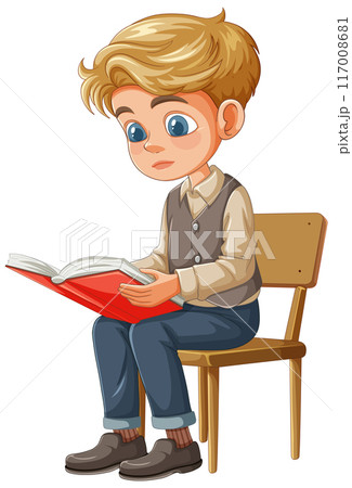 Young Boy Reading a Book 117008681