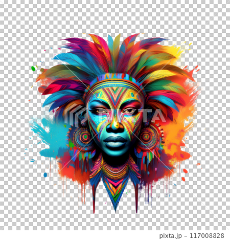 Vibrant digital art of an african tribal women...のイラスト素材 [117008828 ...