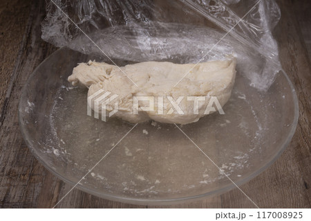 よだれ鷄　レンジで胸肉を蒸す 117008925