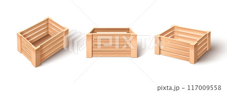 Wooden crate box for harvest storage. Wooden crate box for harvest storage. 117009558