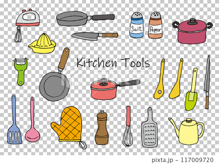 廚房工具插圖集（手繪）顏色 117009720