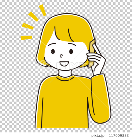 スマートフォンで通話する女性のイラスト 117009888