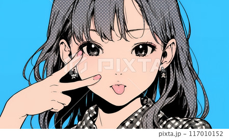 舌を出しておどけている若い女性
