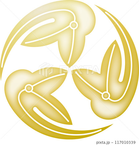 家紋　変り沢瀉巴【金色】 117010339