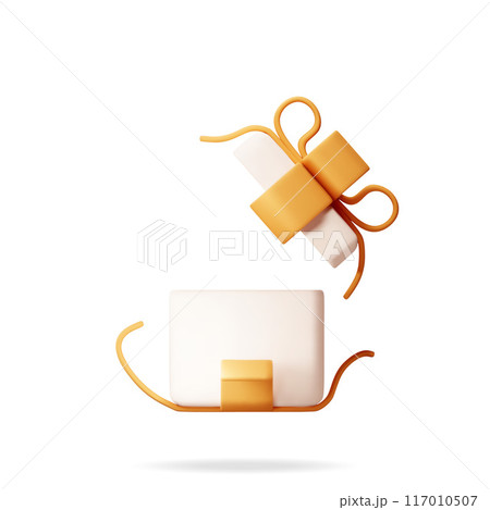 3D open gift box isolated on white 117010507