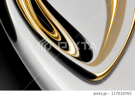 Abstract background with chrome and gold metal textured waves. 117010765