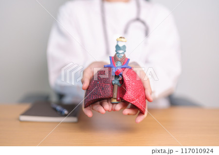 Doctor with Smoker and normal Lung anatomy for Disease. Lung Cancer, Asthma, Chronic Obstructive Pulmonary or COPD, Bronchitis, Emphysema, Cystic Fibrosis, Bronchiectasis, Pneumonia and world Lung day Doctor with Smoker and normal Lung anatomy for Disease. Lung Cancer, Asthma, Chronic Obstructive Pulmonary or COPD, Bronchitis, Emphysema, Cystic Fibrosis, Bronchiectasis, Pneumonia and world Lung day 117010924