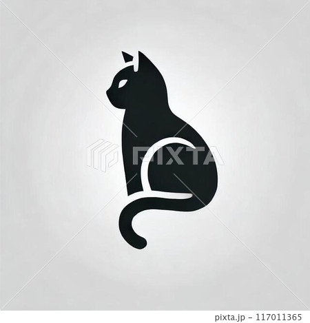 横から見た猫のシルエットのイラスト素材 [117011365] - PIXTA