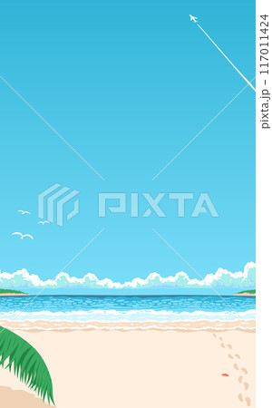 シティポップ風の海と砂浜のポスターイラスト背景 シティポップ風の海と砂浜のポスターイラスト背景 117011424