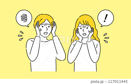 困る男女のシンプルなベクターイラスト 117011445