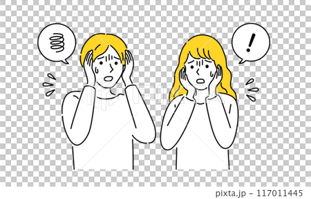 一個陷入困境的男人和女人的簡單向量圖解 117011445