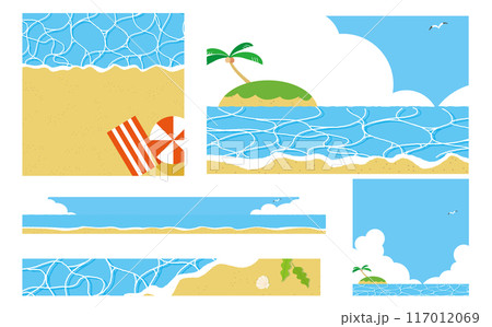 海のバナー用背景イラスト素材セット 117012069