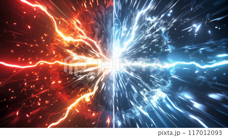 " 相対的な赤と青のエナジーのバックグラウンド." 117012093