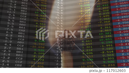 Image of financial data processing over lit match 117012603