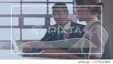 Image of data processing over diverse business people in office 117012908