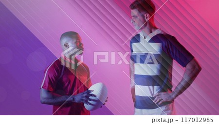 Image of flag of france over diverse male rugby players with ball Image of flag of france over diverse male rugby players with ball 117012985