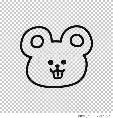 ネズミの顔アイコン・線画 ネズミの顔アイコン・線画 117013902