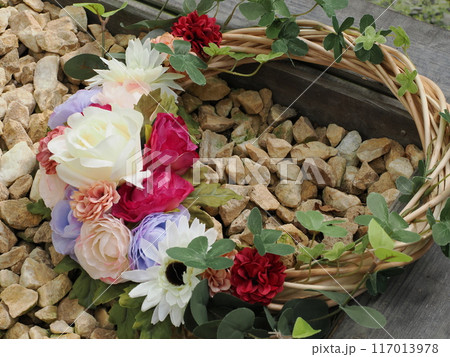 福岡市植物園の温室にあった花のリース　福岡県福岡市中央区小笹 117013978