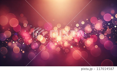 壁紙や背景として使えるライトとバブルのボケアート（夕焼けのバブルライト） 117014587