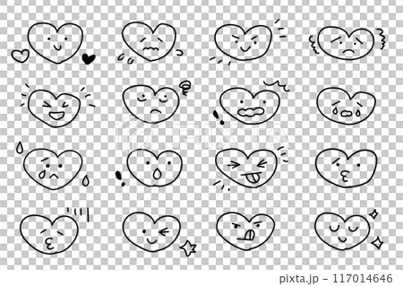 Cute heart icon set_monochrome 117014646