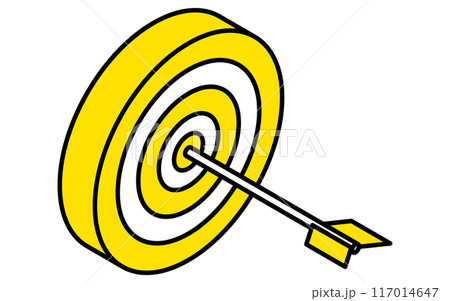 的を射る矢、ターゲット・目標達成・ゴールのビジネスアイコン、アイソメトリックイラスト 117014647