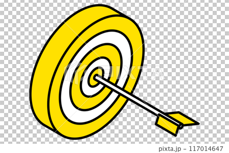 的を射る矢、ターゲット・目標達成・ゴールのビジネスアイコン、アイソメトリックイラスト 117014647