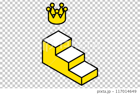 通往皇冠的樓梯，目標/目標成就/目標業務圖標，等距插圖 117014649