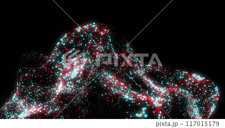 Image of networks of connections and data processing over black background 117015179